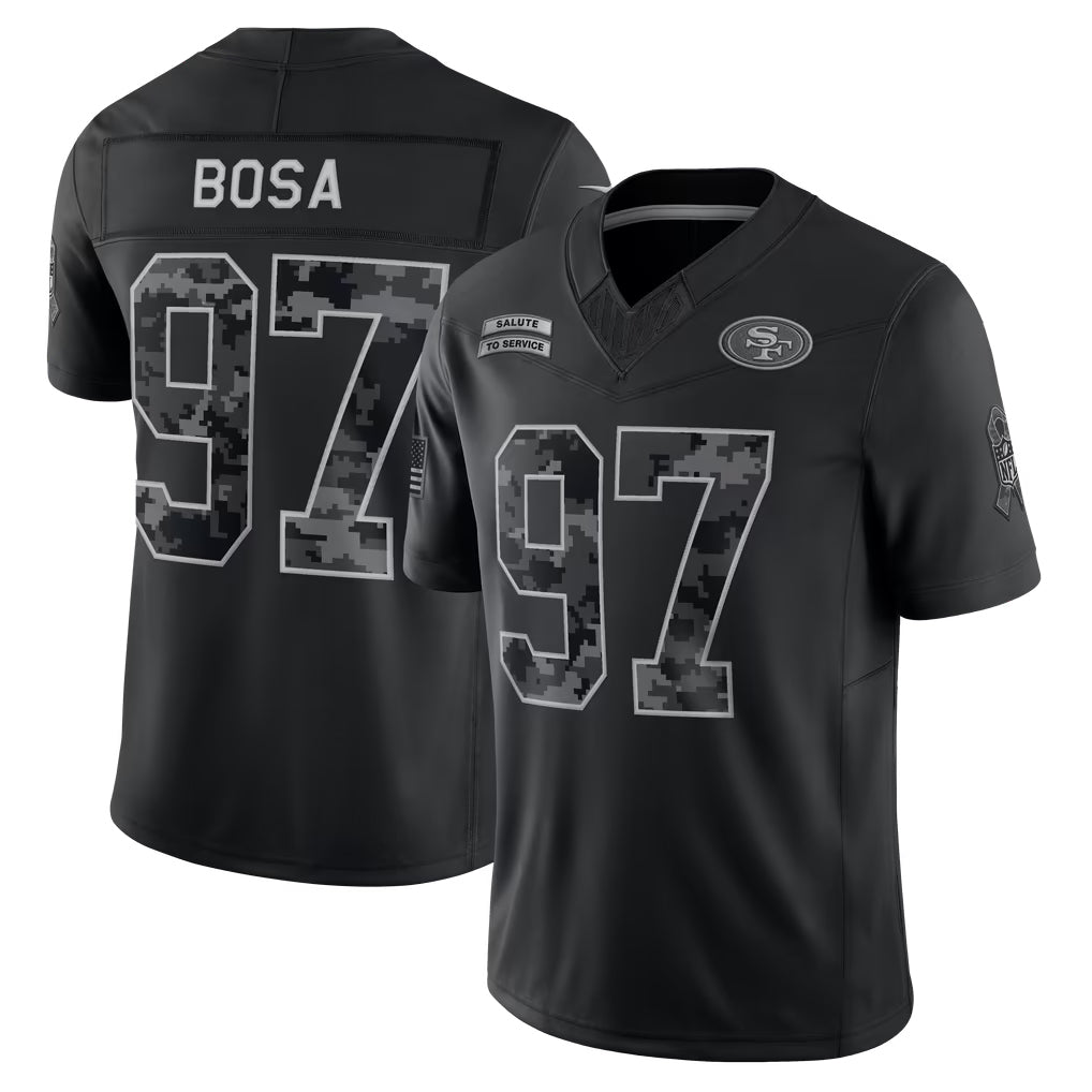 SF.49ers #97 Nick Bosa Player Black Limited 2026 Salute to Service Home Game Edoa Stitched Jerseys