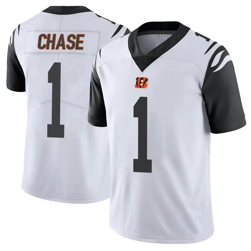 C.Bengals #1 Ja'Marr Chase Player White Color Rush Vapor Untouchable Limted Home Game Edoa Stitched Jerseys