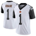 C.Bengals #1 Ja'Marr Chase Player White Color Rush Vapor Untouchable Limted Home Game Edoa Stitched Jerseys