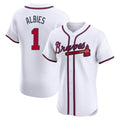 A.Braves #1 Ozzie Albies Player White Limited Elite Home Game Edoa Stitched Jerseys
