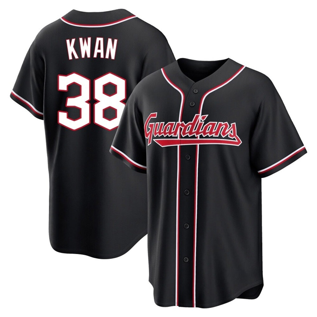 C.Guardians #38 Steven Kwan Player Black Fashion Out Home Game Edoa Stitched Jerseys