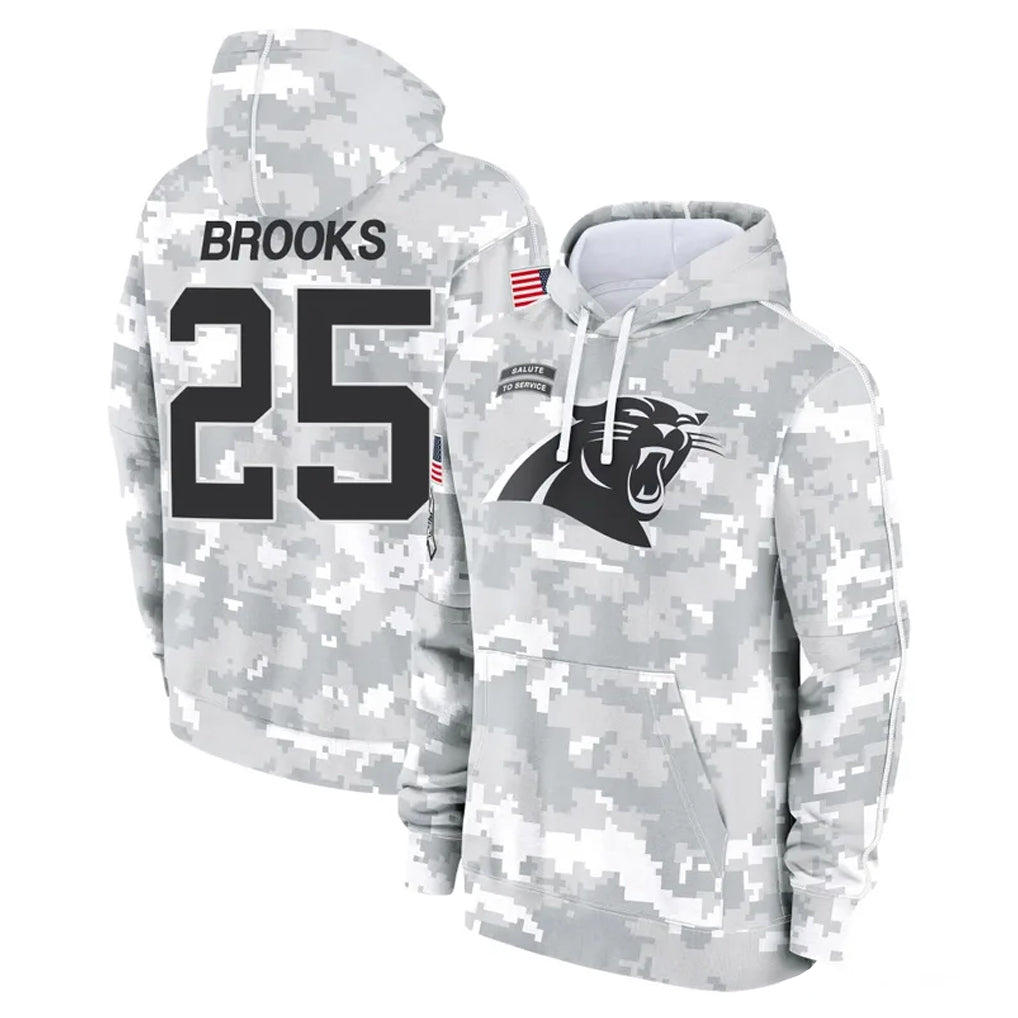 C.Panthers #25 Jonathon Brooks Player Arctic Camo Salute to Service Pullover Hoodies Limited Game Edoa Stitched Jerseys