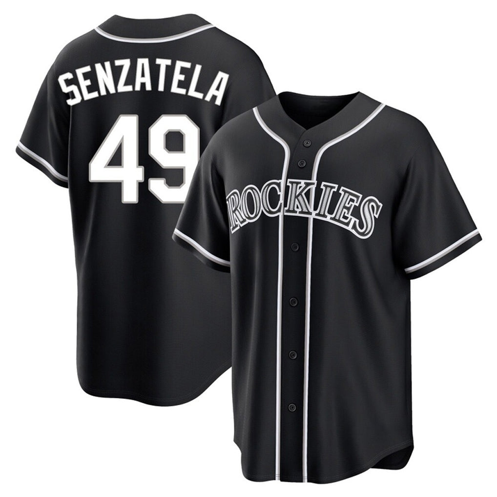C.Rockies #49 Antonio Senzatela Player Black Fashion Out Home Game Edoa Stitched Jerseys