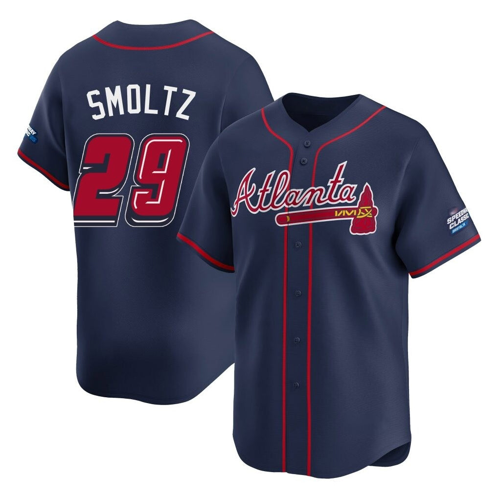 A.Braves #29 John Smoltz Player Navy 2025 Speedway Classic Home Game Edoa Stitched Jerseys