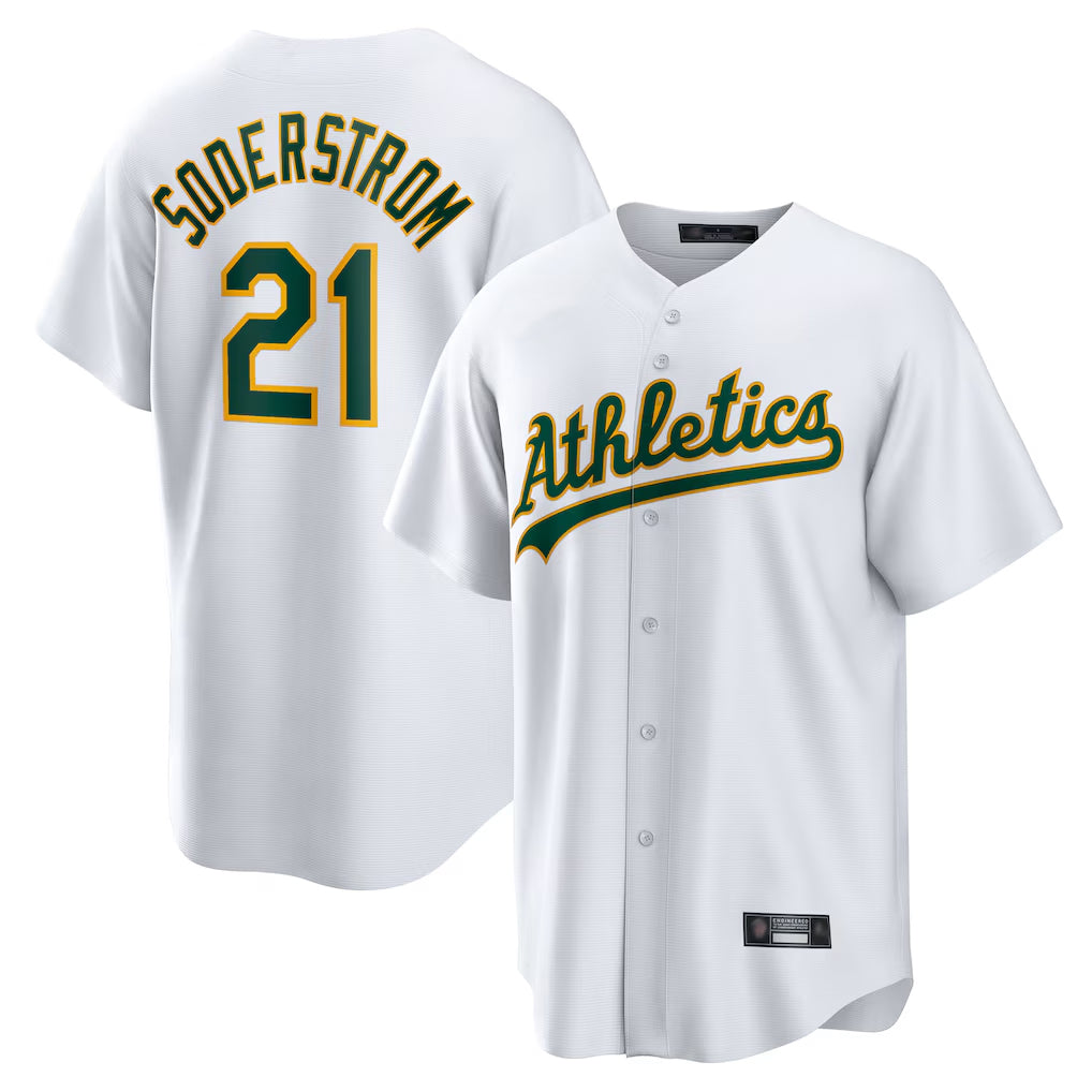 Athletics #21 Tyler Soderstrom Player White Home Game Edoa Stitched Jerseys