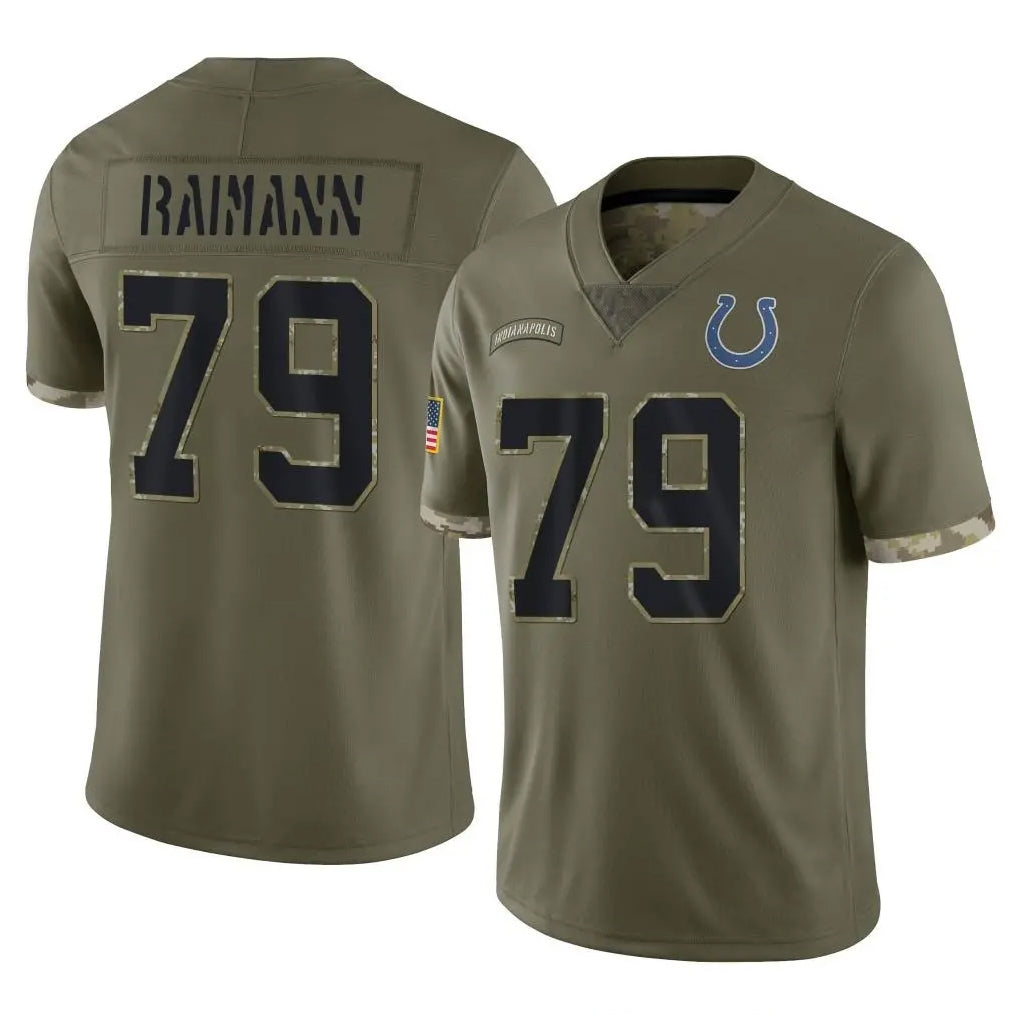 IN.Colts #79 Bernhard Raimann Player Olive Salute To Service Limited Edoa Stitched Jerseys