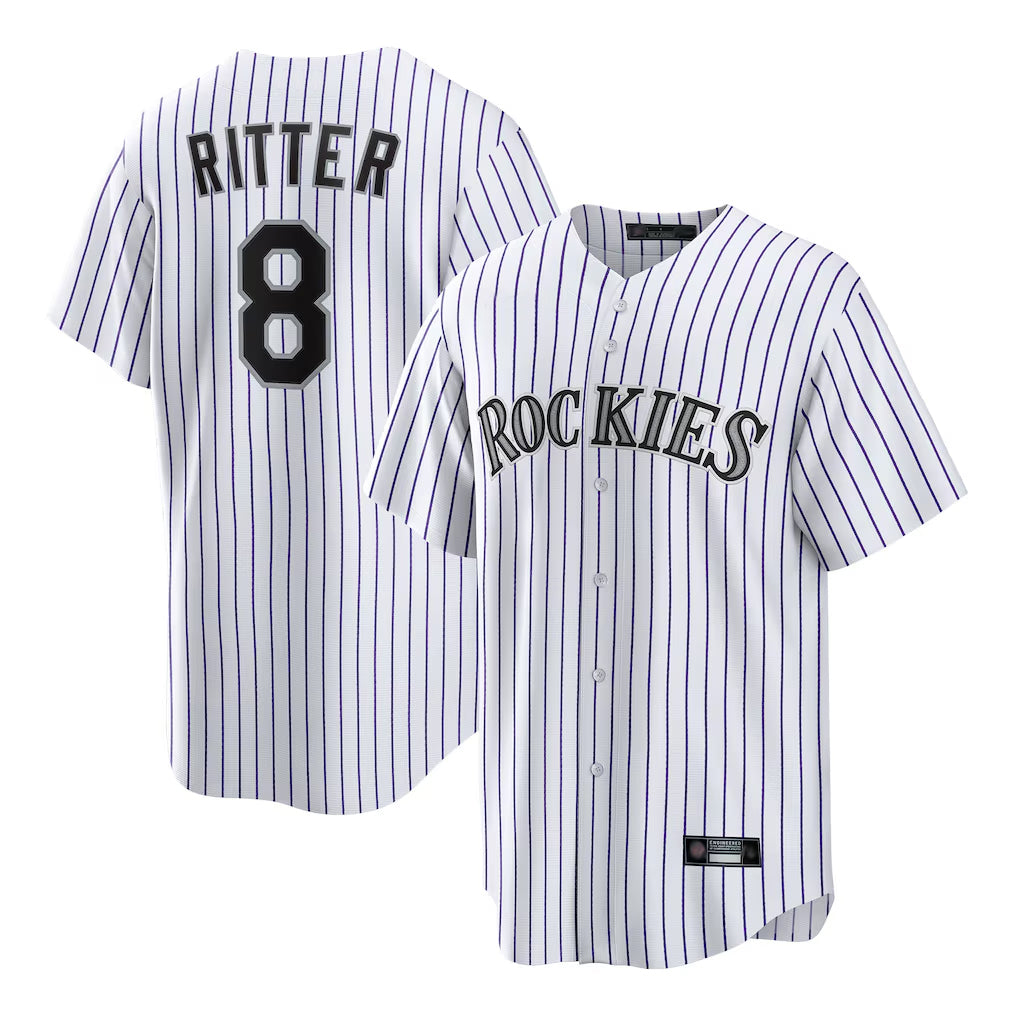 C.Rockies #8 Ryan Ritter Player White Game Home Edoa Stitched Jerseys