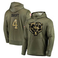 C.Bears #4 D'Andre Swift Player Olive Salute to Service Pullover Hoodies Home Game Edoa Stitched Jerseys