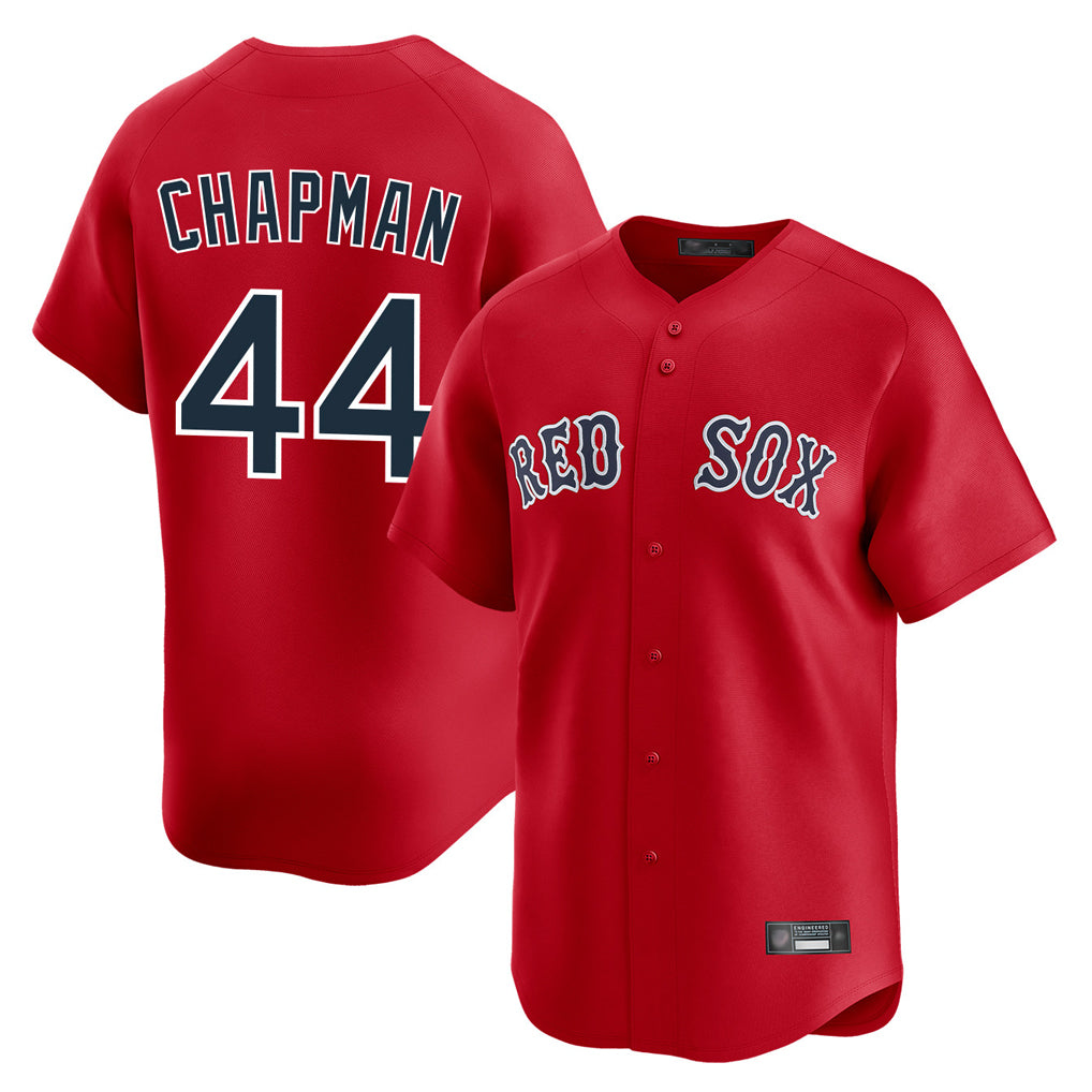 B.Red Sox #44 Aroldis Chapman Player Red Limited Home Game Edoa Stitched Jerseys