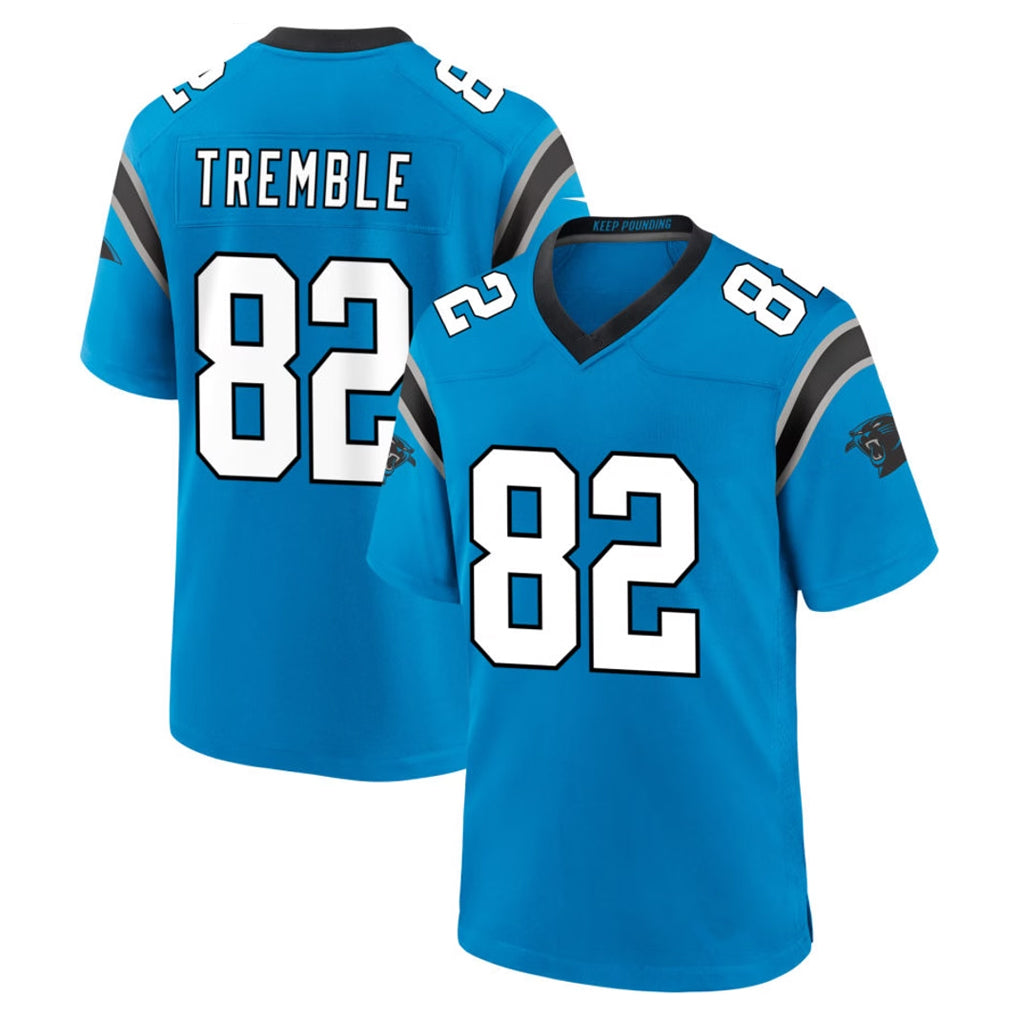 C.Panthers #82 Tommy Tremble Player Blue Home Game Edoa Stitched Jerseys