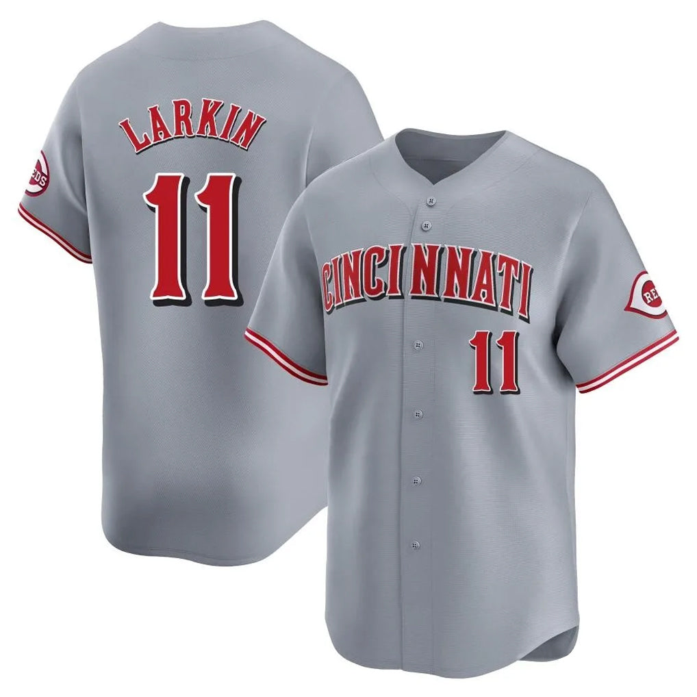 C.Reds #11 Barry Larkin Player Gray Home Limited Edoa Stitched Jerseys
