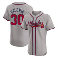 A.Braves #30 Drake Baldwin Player Gray Limited Elite Home Game Edoa Stitched Jerseys