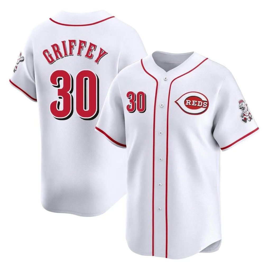 C.Reds #30 Ken Griffey Player White Home Limited Edoa Stitched Jerseys