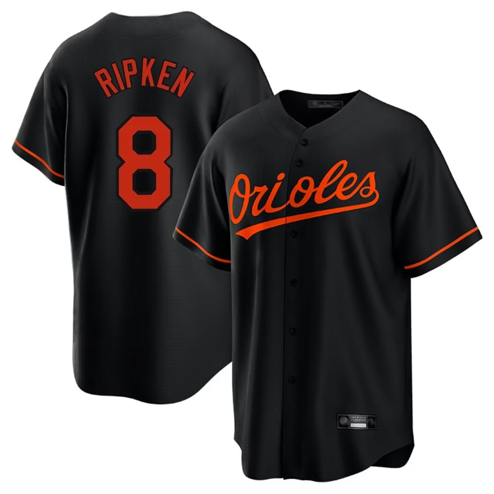 B.Orioles #8 Cal Ripken Player Black Home Game Edoa Stitched Jerseys