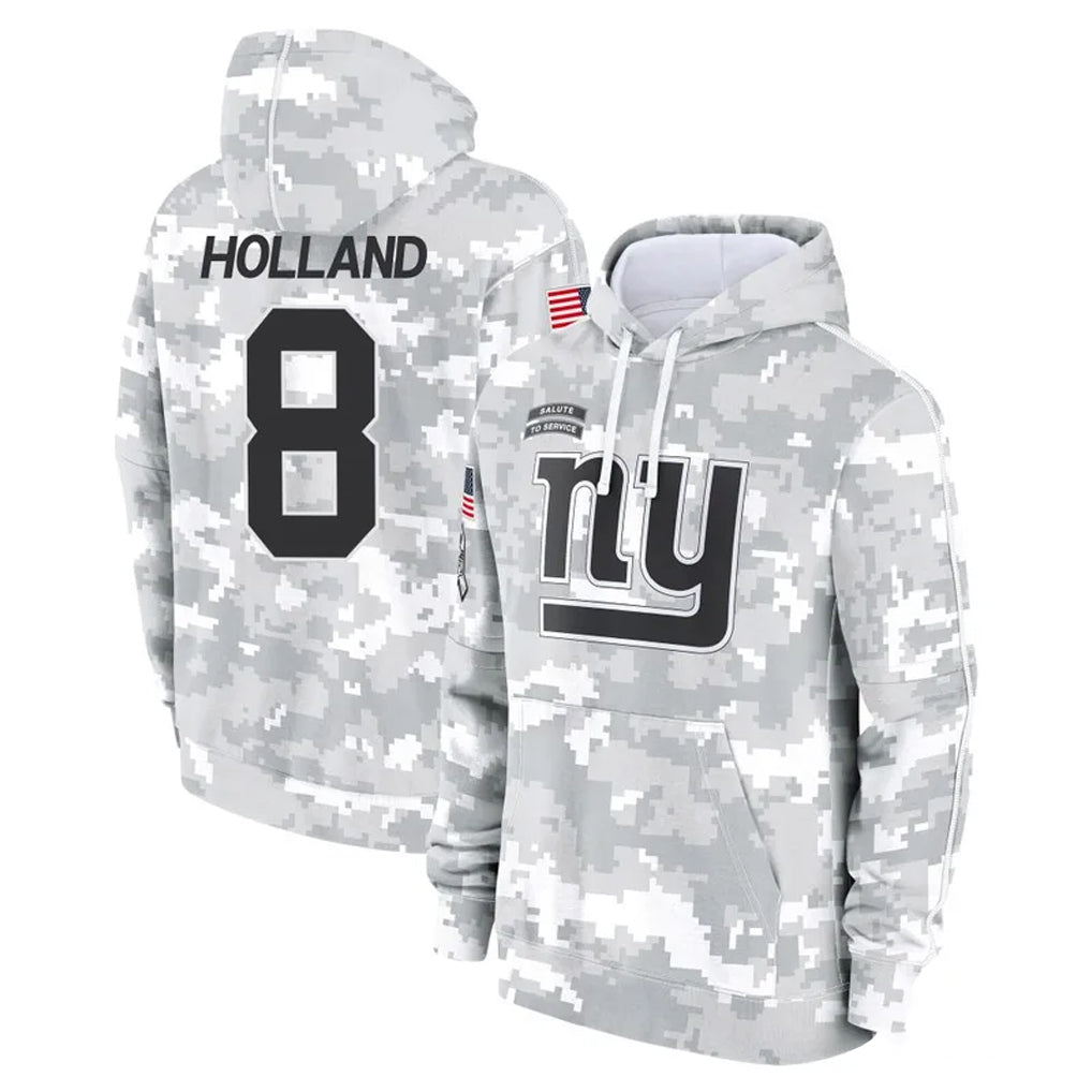 NY.Giants #8 Jevon Holland Player Arctic Camo Salute to Service Pullover Hoodies Limited Game Edoa Stitched Jerseys