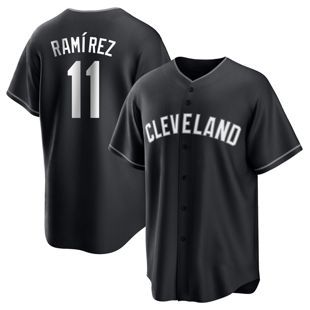 C.Guardians #11 Jose Ramirez Player Black Home Game Edoa Stitched Jerseys