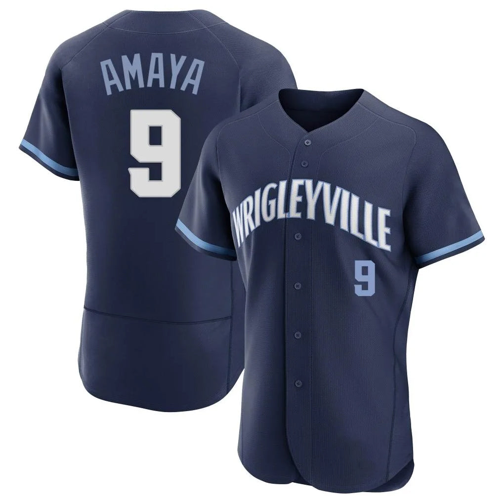 C.Cubs #9 Miguel Amaya Player Navy City Connect Limited Elite Home Edoa Stitched Jerseys