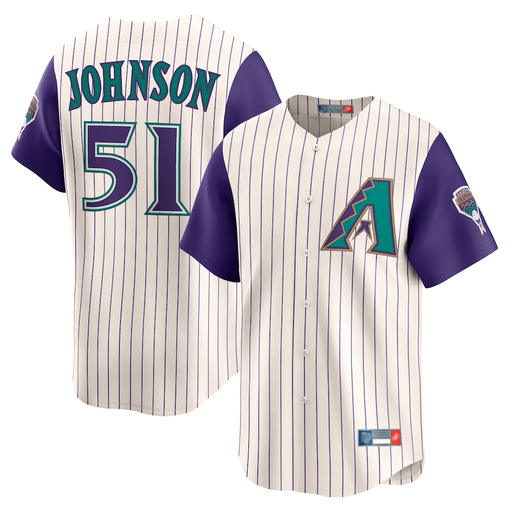 A.Diamondbacks #51 Randy Johnson Player Cream Throwback Cooperstown Collection Limited Edoa Stitched Jerseys