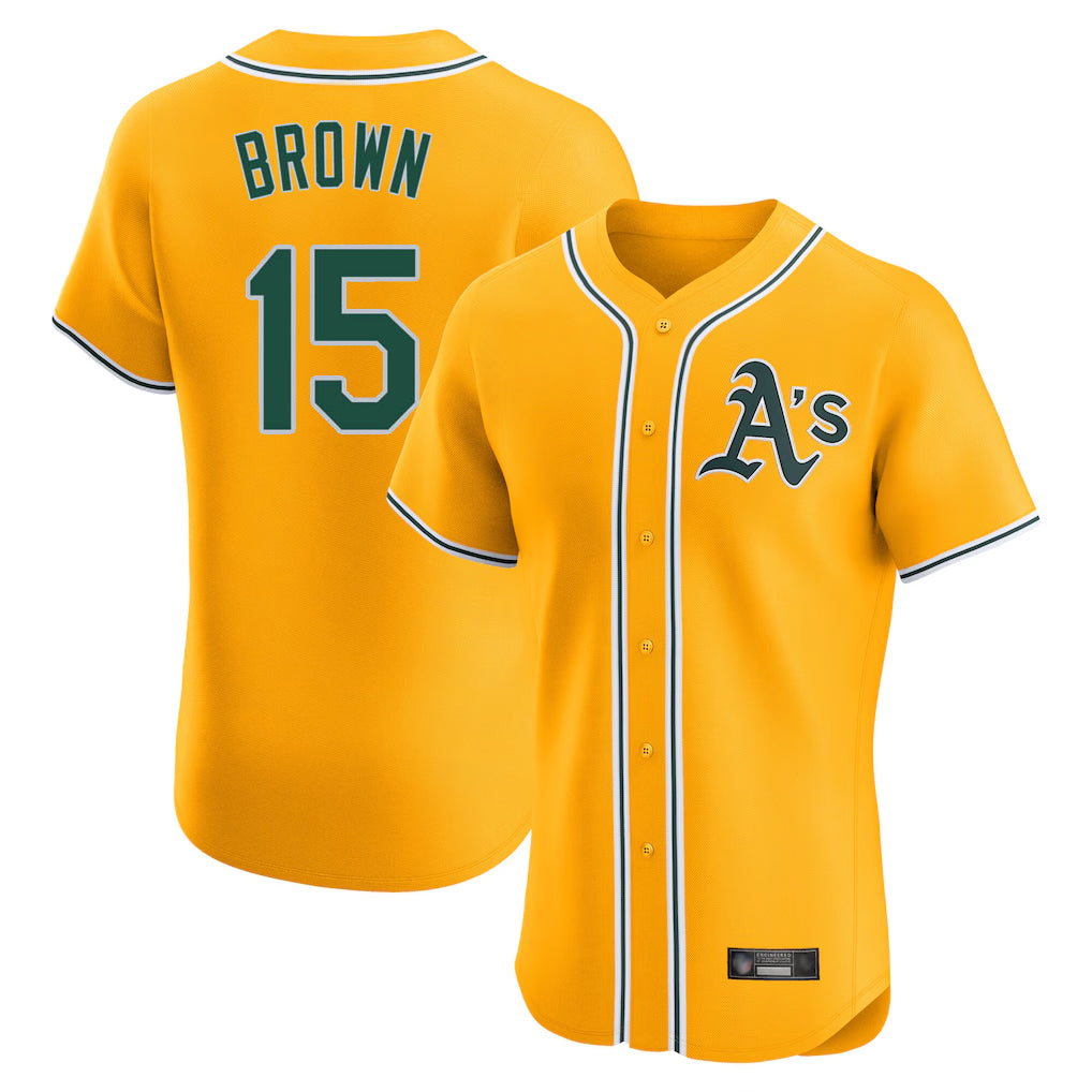 Athletics #15 Seth Brown Player Gold Limited Elite Home Game Edoa Stitched Jerseys
