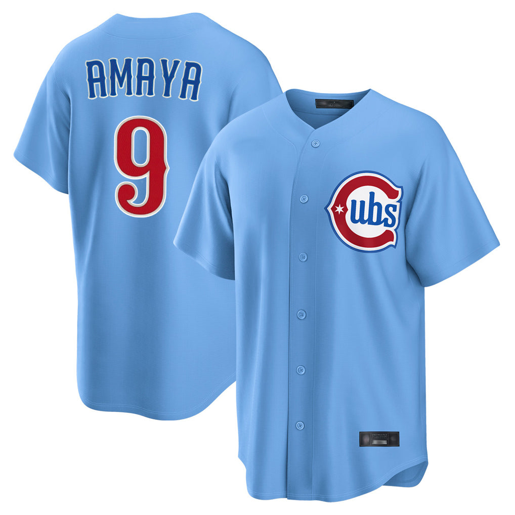 C.Cubs #9 Miguel Amaya Player Light Blue Home Game Edoa Stitched Jerseys