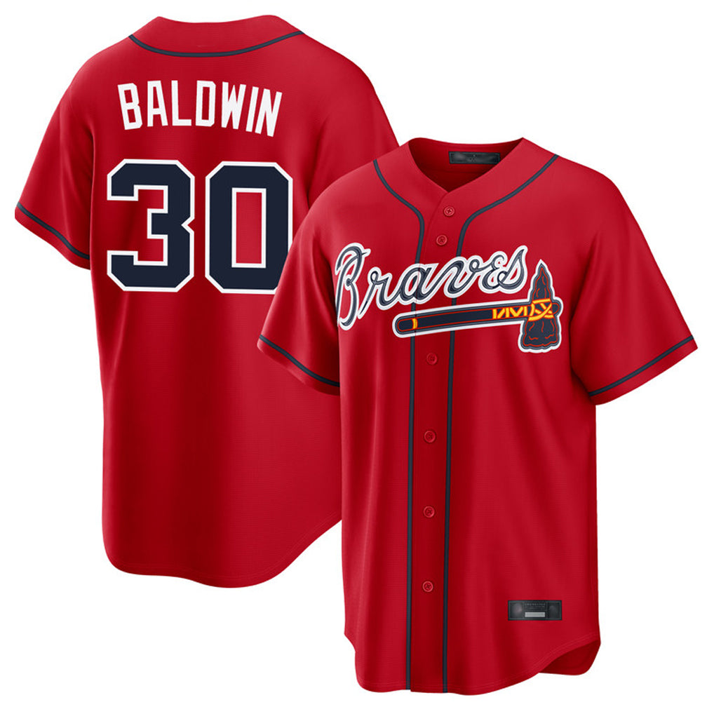 A.Braves #30 Drake Baldwin Player Red Home Game Edoa Stitched Jerseys