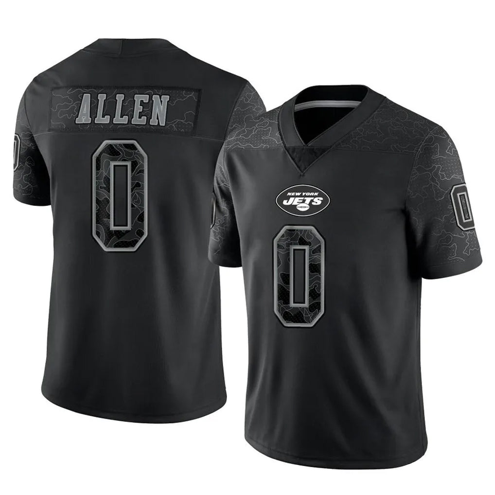 NY.Jets #0 Braelon Allen Player Stealth Black Limited Reflective Home Game Edoa Stitched Jerseys