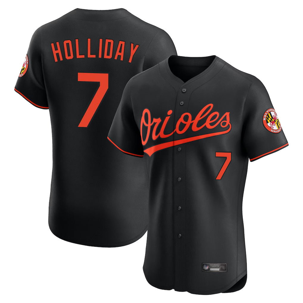 B.Orioles #7 Jackson Holliday Player Black Limited Elite Home Game Edoa Stitched Jerseys