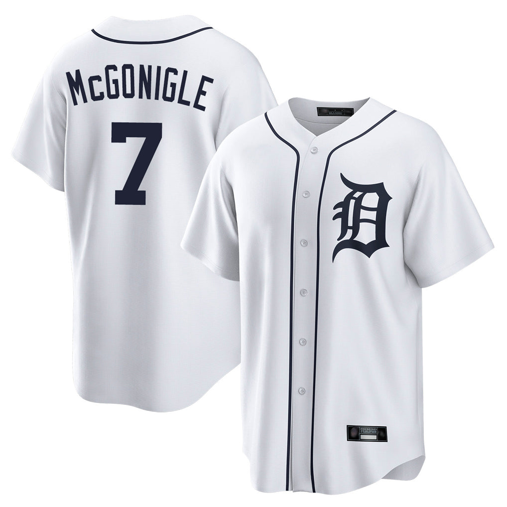 D.Tigers #7 Kevin McGonigle Player White Home Game Edoa Stitched Jerseys