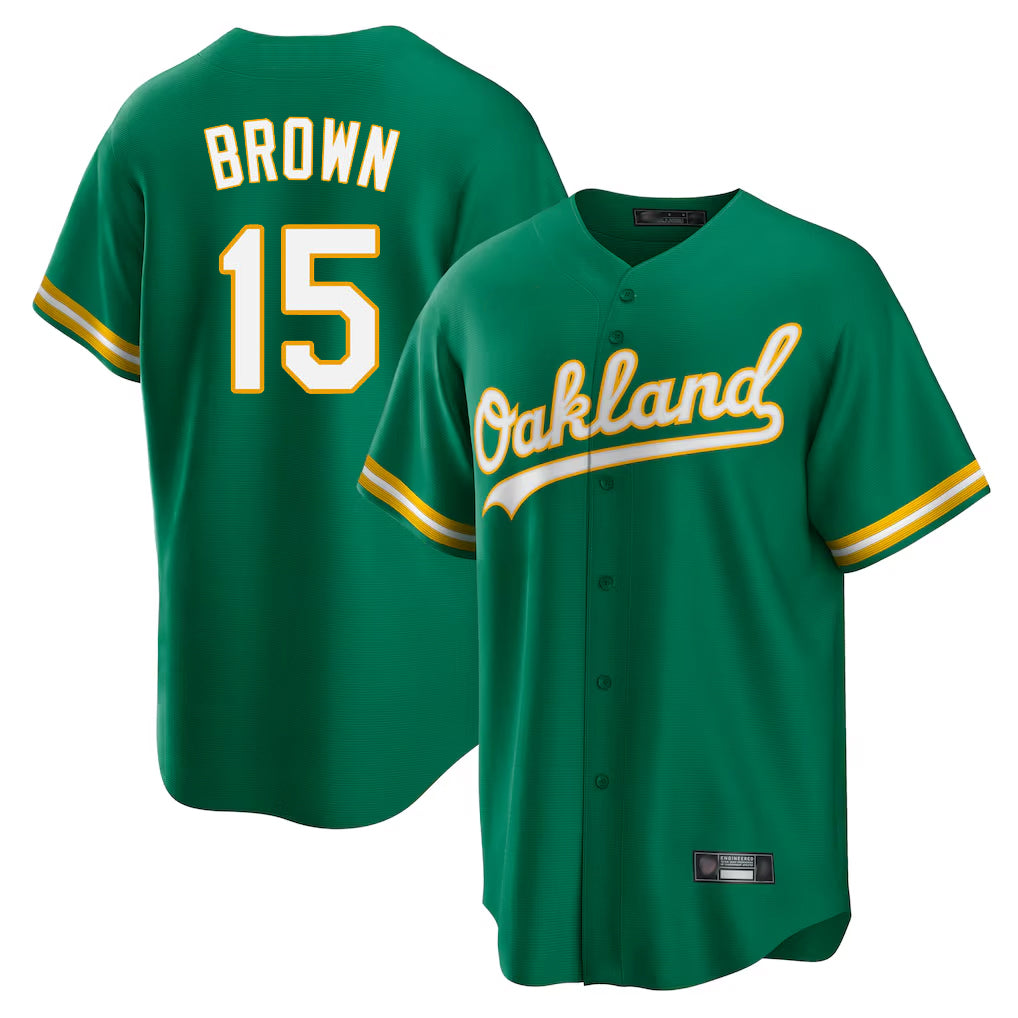 Athletics #15 Seth Brown Player Kelly Green Home Game Edoa Stitched Jerseys