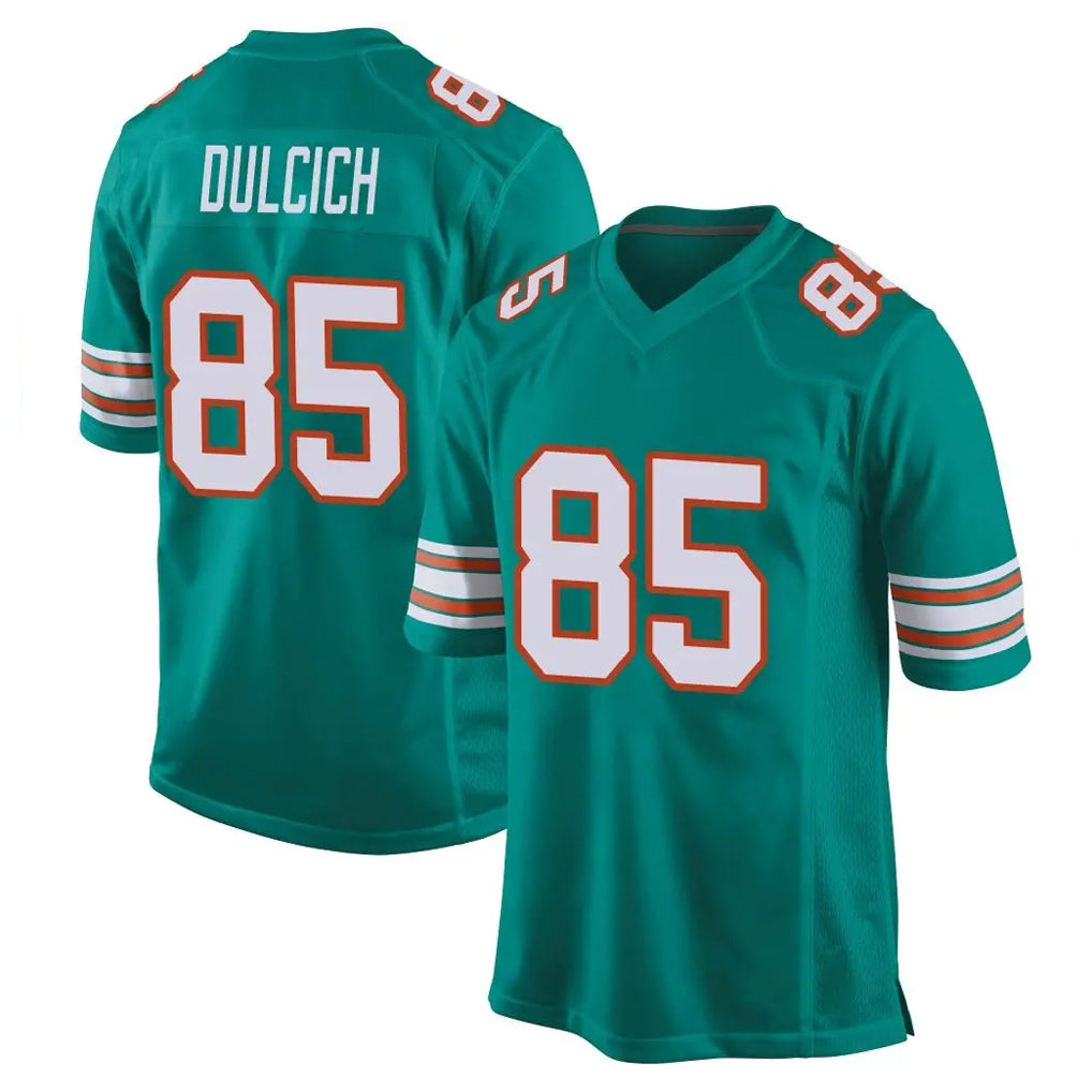 M.Dolphins #85 Greg Dulcich Player Aqua Alternate Home Game Edoa Stitched Jerseys