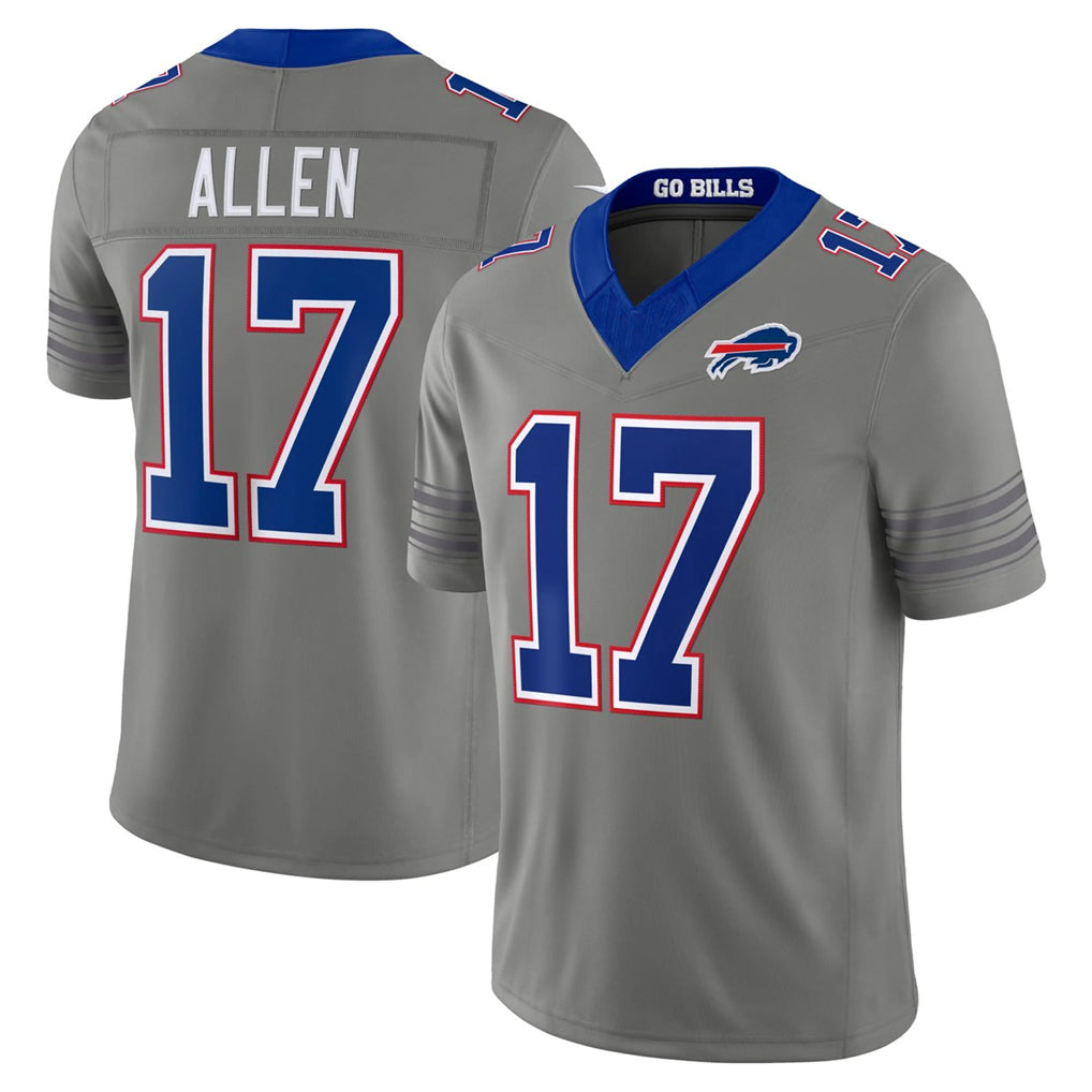 B.Bills #17 Josh Allen Player Gray Nickel City Limited Home Game Edoa Stitched Jerseys