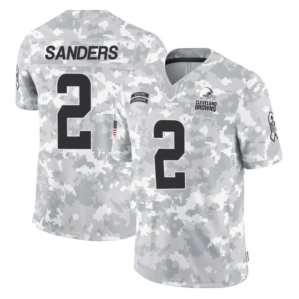 C.Browns #2 Shedeur Sanders Player Arctic Camo Salute to Service Limited Home Game Edoa Stitched Jerseys