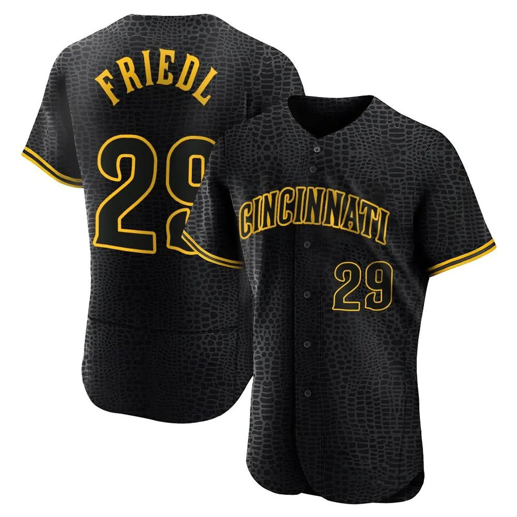 C.Reds #29 TJ Friedl Player Black Snake Skin City Limited Elite Home Edoa Stitched Jerseys
