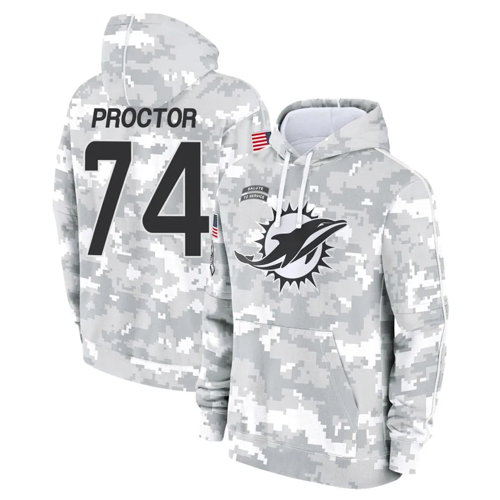M.Dolphins #74 Kadyn Proctor Player Arctic Camo Salute to Service Hoodies Limited Game Edoa Stitched Jerseys
