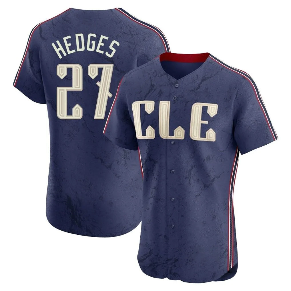 C.Guardians #27 Austin Hedges Player Navy City Connect Limited Elite Home Edoa Stitched Jerseys