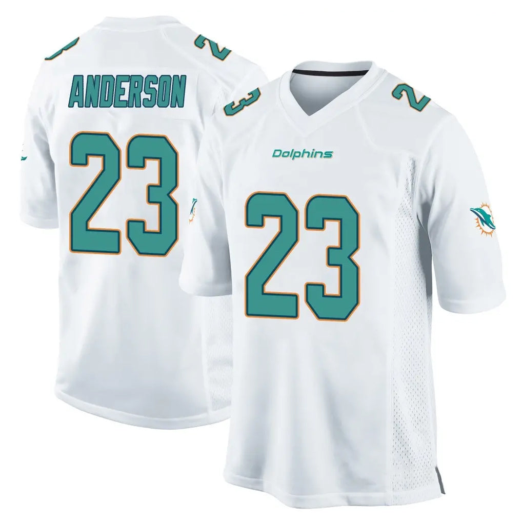 M.Dolphins #23 Zayne Anderson Player White Home Game Edoa Stitched Jerseys