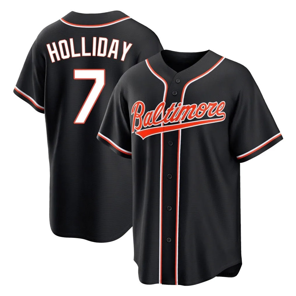 B.Orioles #7 Jackson Holliday Player Black Out Home Game Edoa Stitched Jerseys