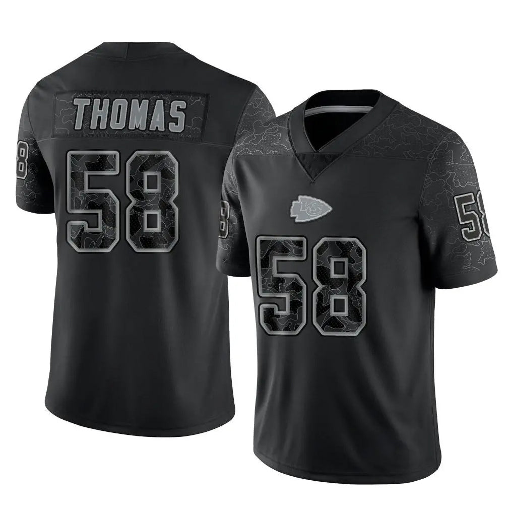 KC.Chiefs #58 Derrick Thomas Player Black Limited Reflective Game Edoa Stitched Jerseys