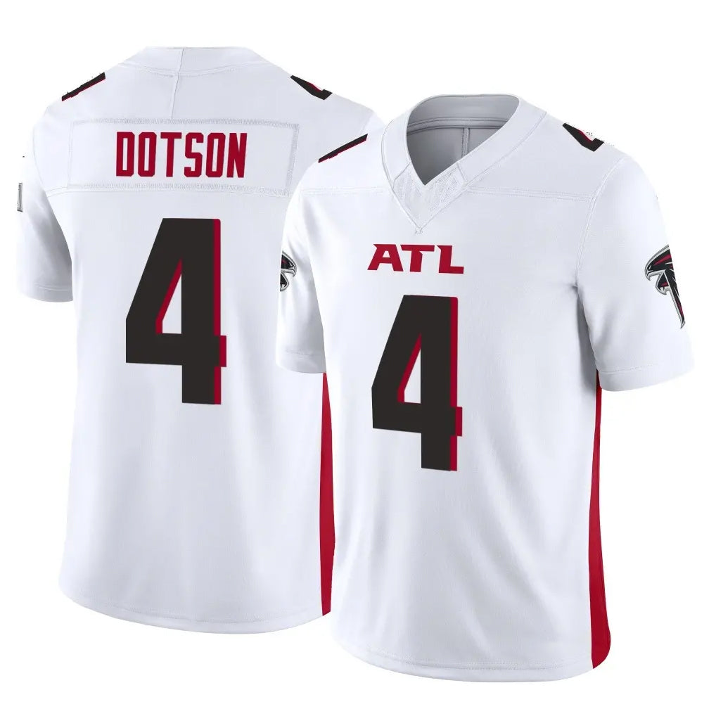 A.Falcons #4 Jahan Dotson Player White Vapor F.U.S.E. Limited Edoa Stitched Jerseys
