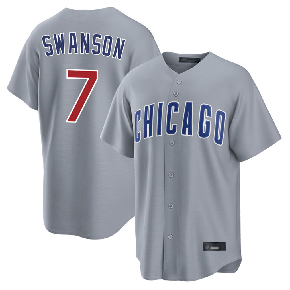 C.Cubs #7 Dansby Swanson Player Gray Home Game Edoa Stitched Jerseys