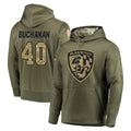 B.Ravens #40 Teddye Buchanan Player Olive Salute to Service Pullover Hoodie Edoa Stitched Jerseys