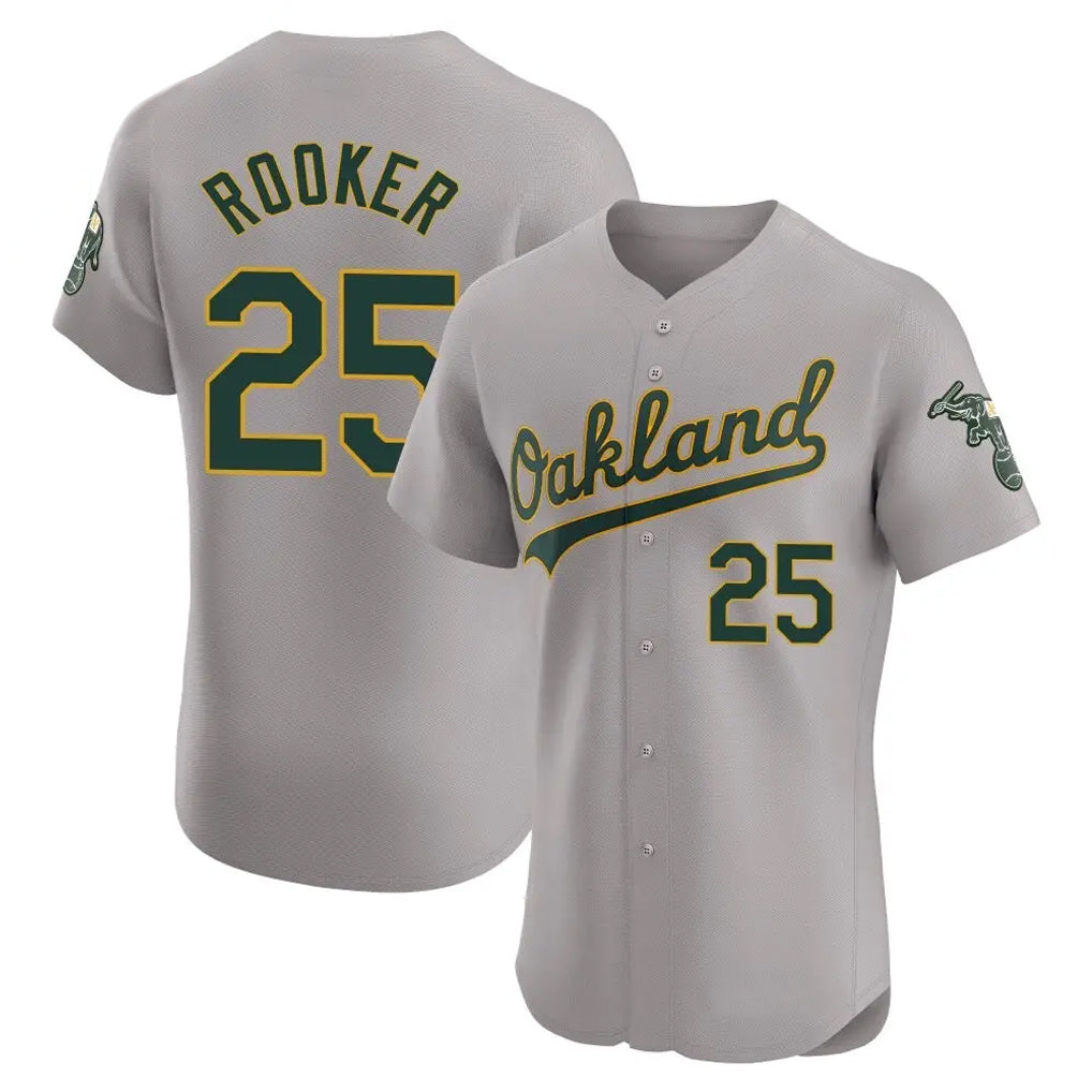 Athletics #25 Brent Rooker Player Gray Road Limited Elite Home Game Edoa Stitched Jerseys