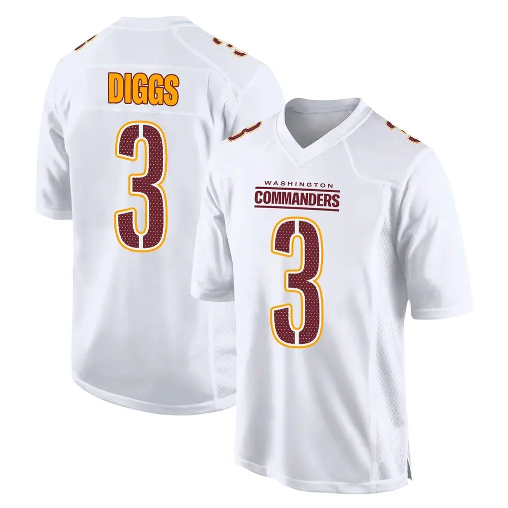 W.Commanders #3 Stefon Diggs Player White Tundra Fashion Home Game Edoa Stitched Jerseys