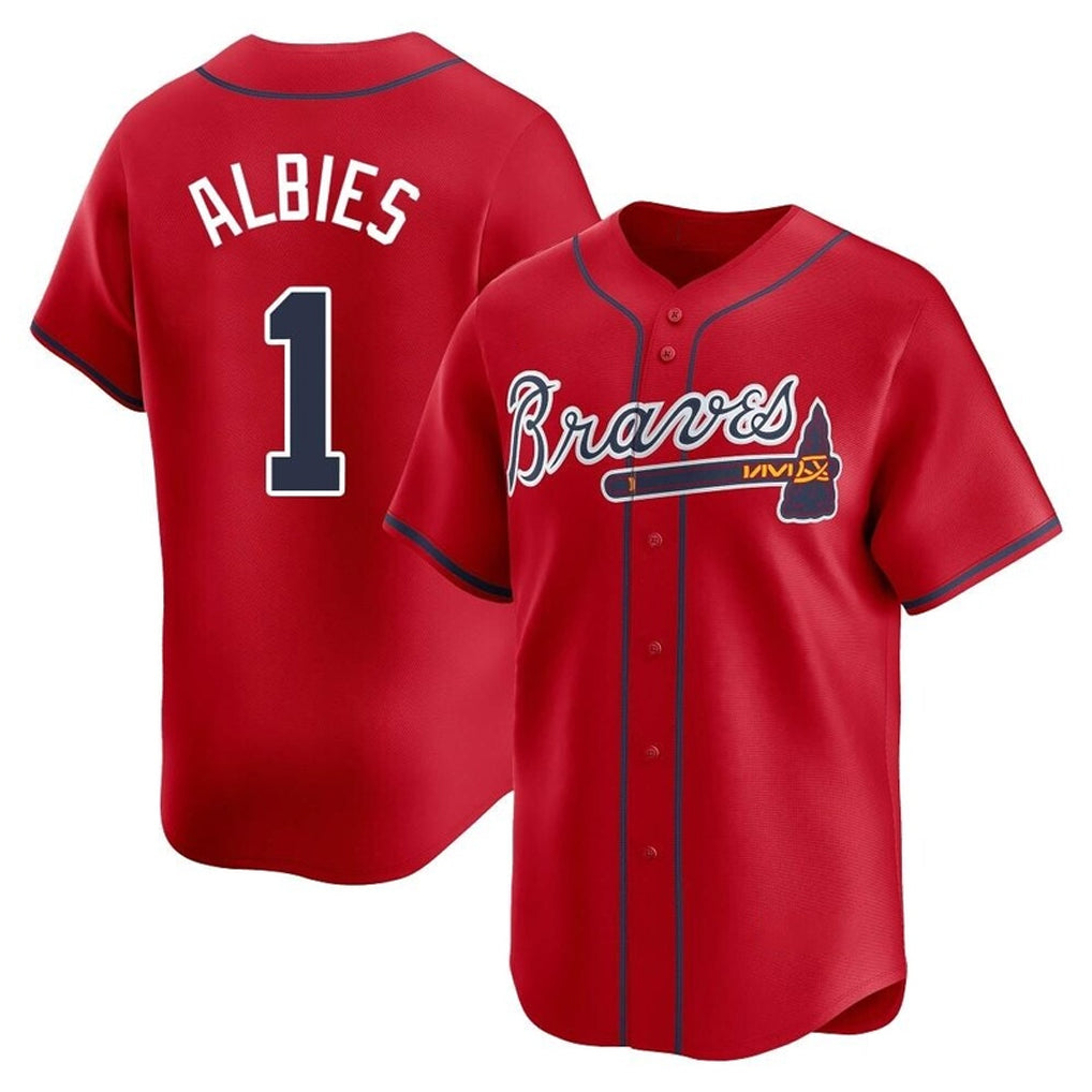 A.Braves #1 Ozzie Albies Player Red Limited Home Game Edoa Stitched Jerseys