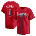 A.Braves #1 Ozzie Albies Player Red Limited Home Game Edoa Stitched Jerseys