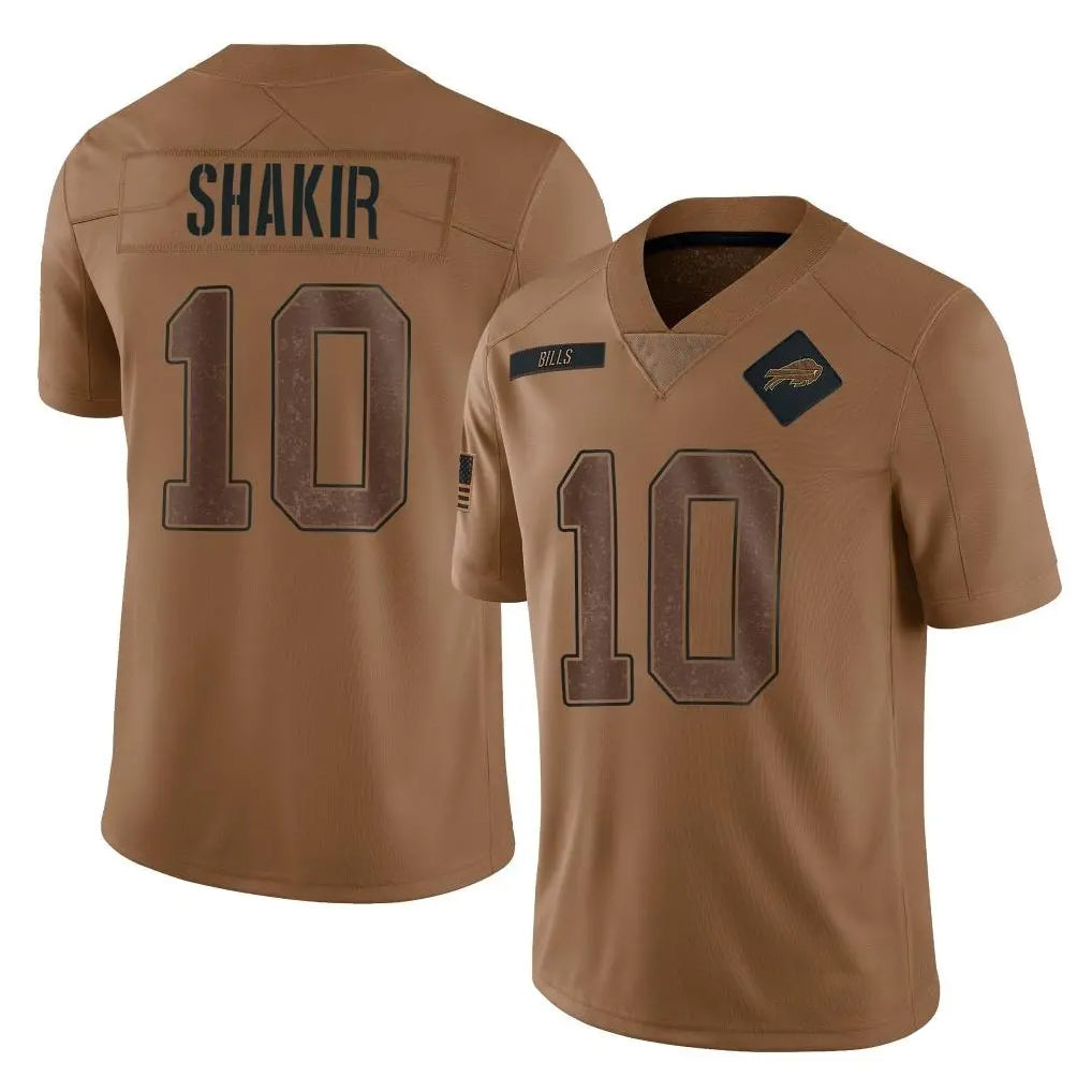B.Bills #10 Khalil Shakir Player Brown Salute To Service Limited Edoa Stitched Jerseys