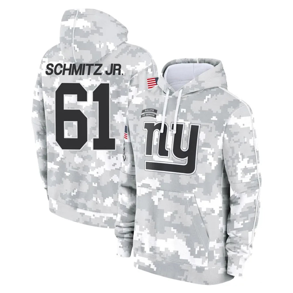 NY.Giants #61 John Michael Schmitz Jr. Player Arctic Camo Salute to Service Pullover Hoodies Limited Game Edoa Stitched Jerseys