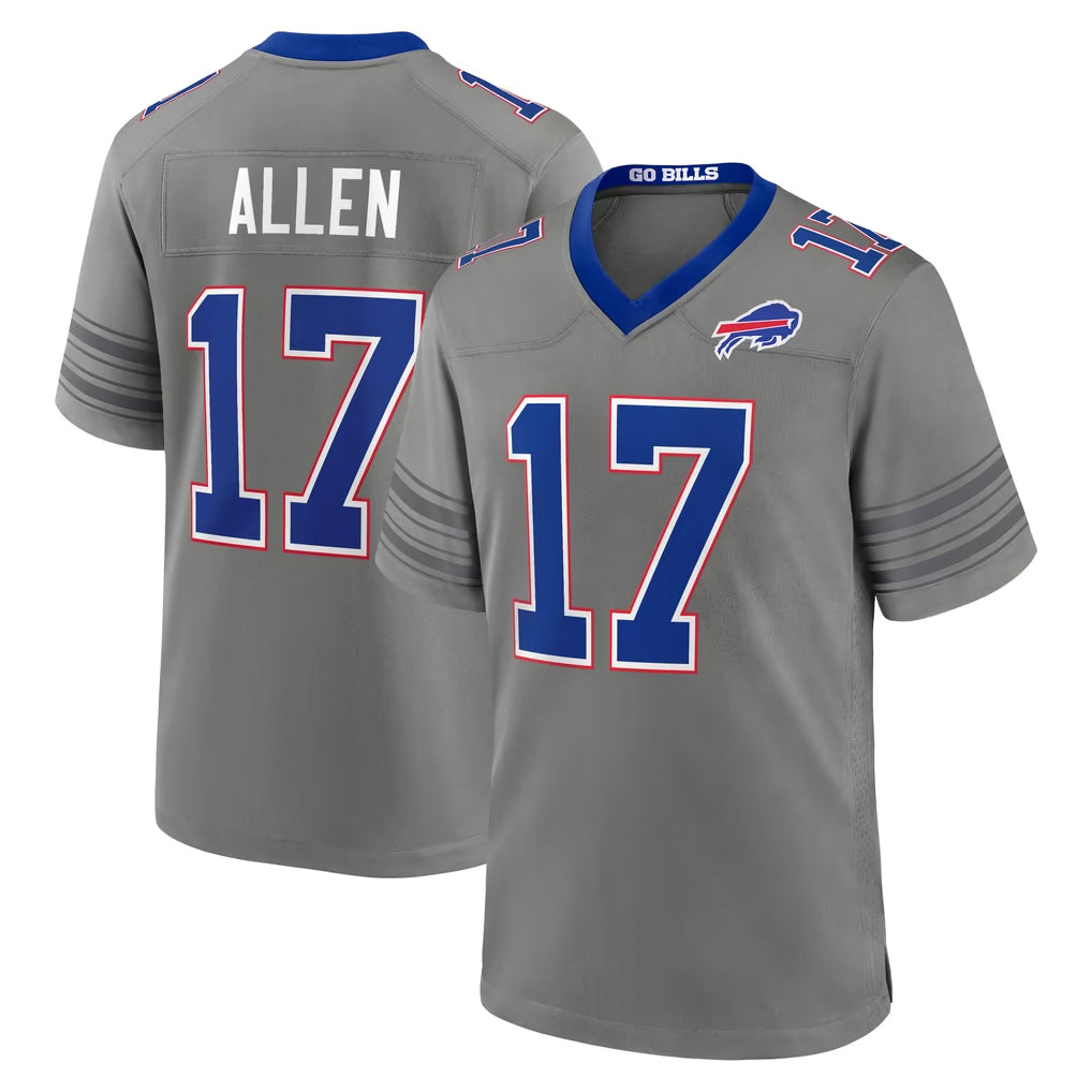 B.Bills #17 Josh Allen Player Gray Nickel City Home Game Edoa Stitched Jerseys