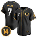 C.Reds #7 Spencer Steer Player Black-Gold Vapor Premier Limited Home Edoa Stitched Jerseys