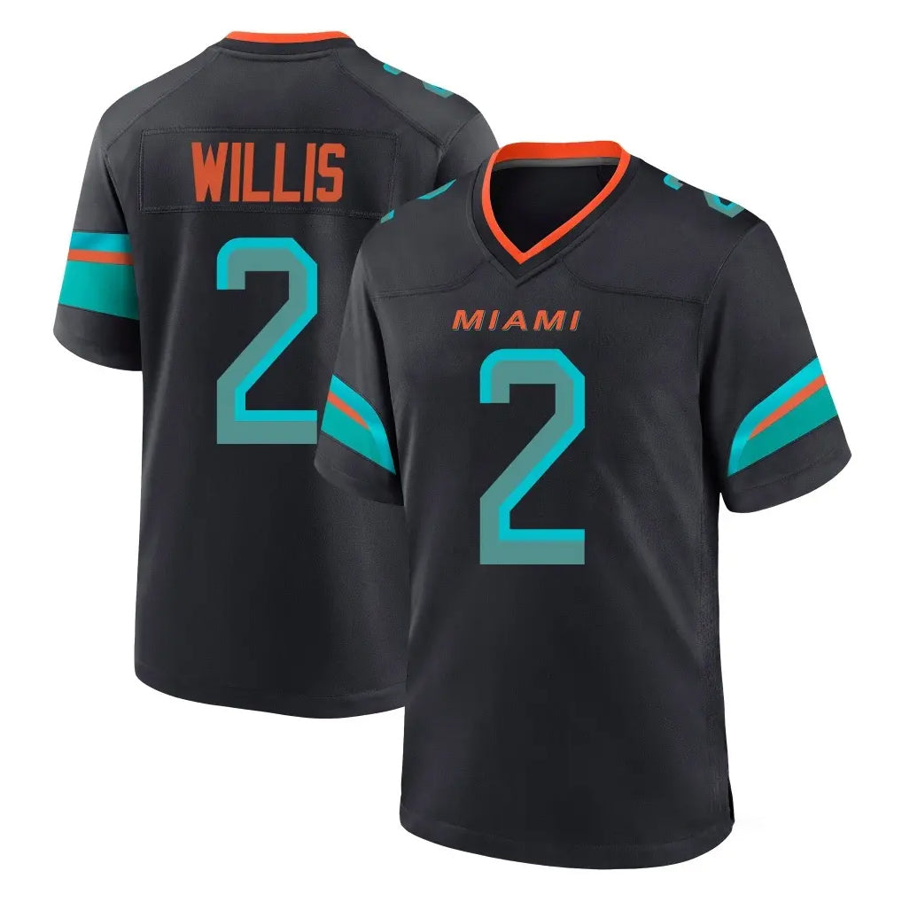 M.Dolphins #2 Malik Willis Player Black Pitch Rivalries Collection Home Game Edoa Stitched Jerseys
